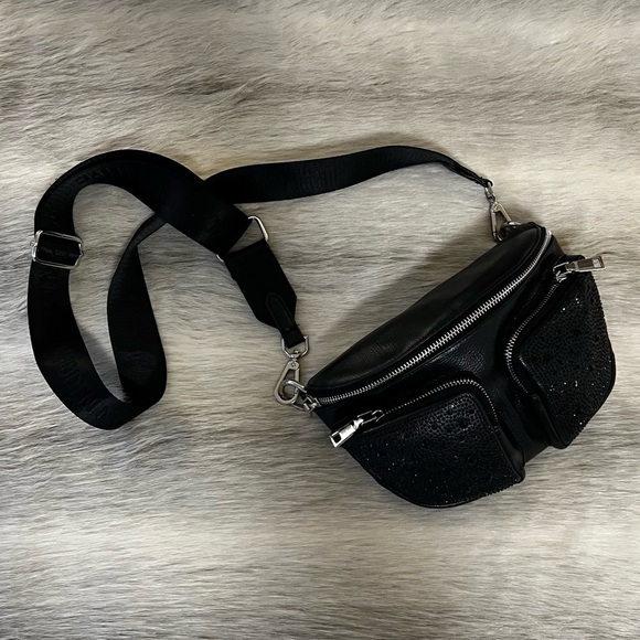 Steve Madden Handbags - MADDEN NYC Womens Embellished Multi Pocket Fannypack Crossbody Vegan Belt Bag